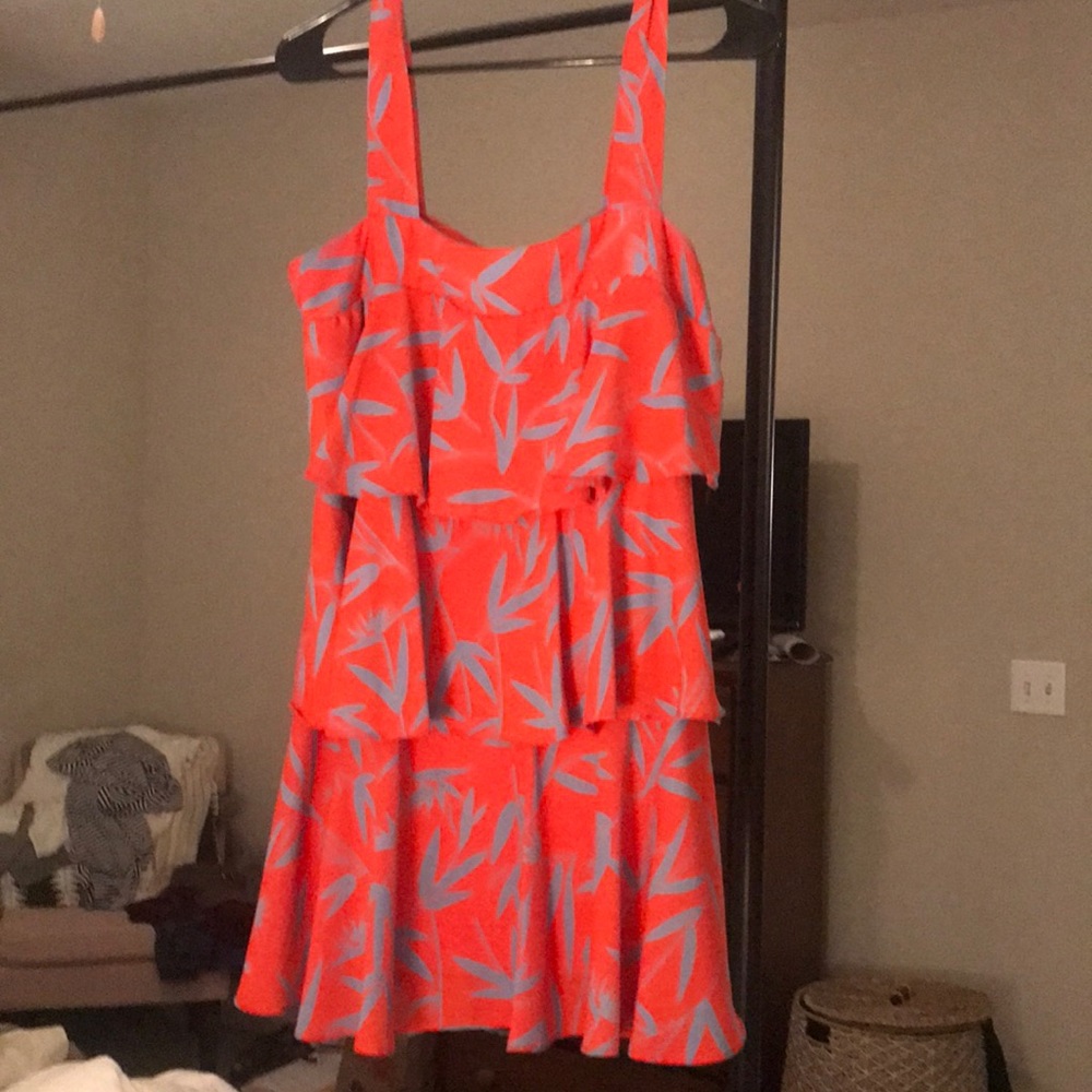 Red tiered ruffle party dress